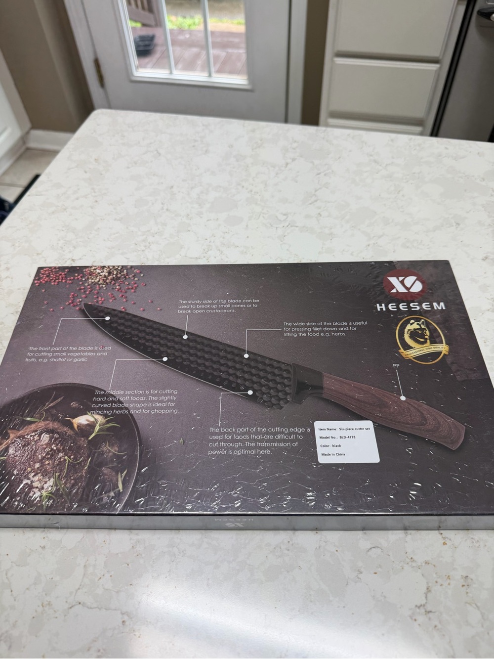 Heesem 6-Piece Knife Set with Ceramic Peeler & Scissors - Black/Brown new - Picture 4 of 4